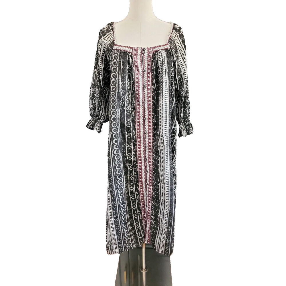 CLEOBELLA Printed Cottage-Core Lightweight-Cotton Front Button Midi Dress Small - Picture 3 of 6